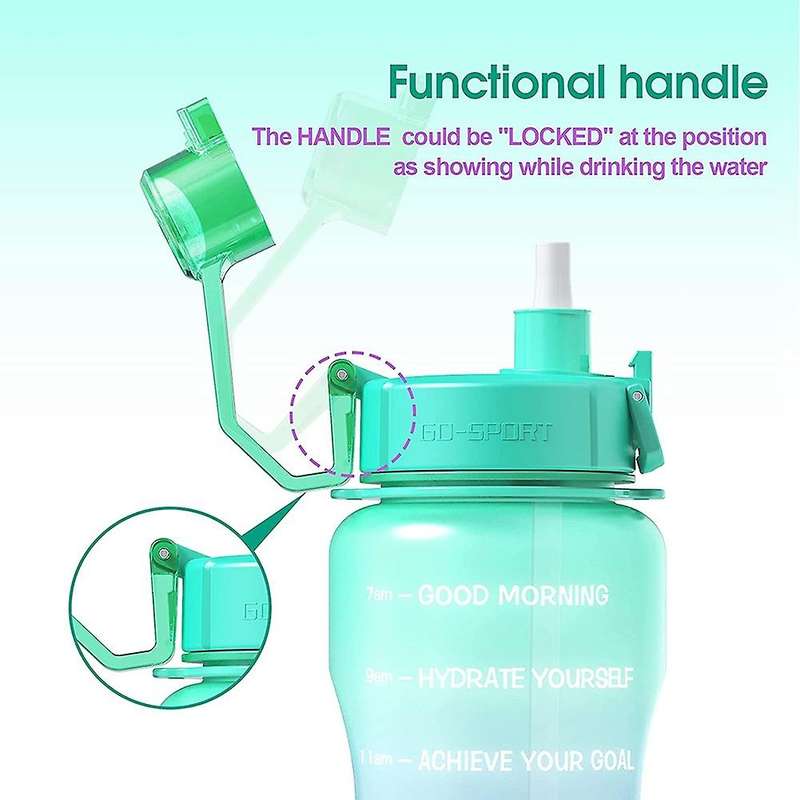 Sport Water Bottle with Straw & Time Marker, 64 Oz Gallon Tritan -c
