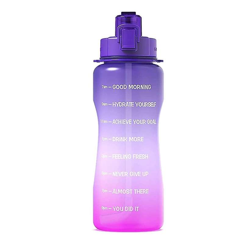 Sport Water Bottle with Straw & Time Marker, 64 Oz Gallon Tritan -b