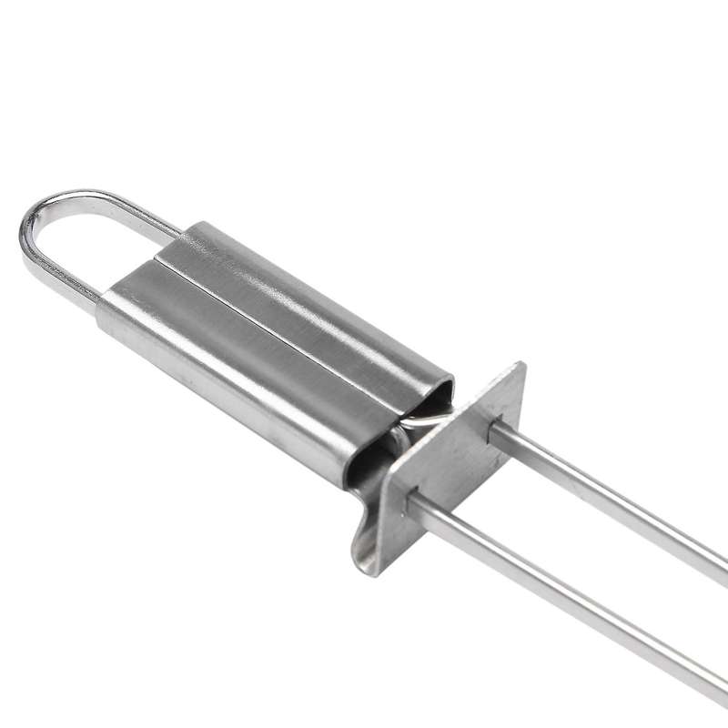 Grilled Skewers-32.5 Cm Double-pronged Barbecue Skewer with Push Rod