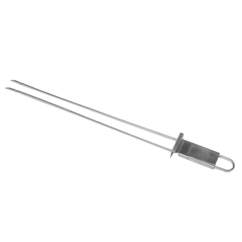 Grilled Skewers-32.5 Cm Double-pronged Barbecue Skewer with Push Rod