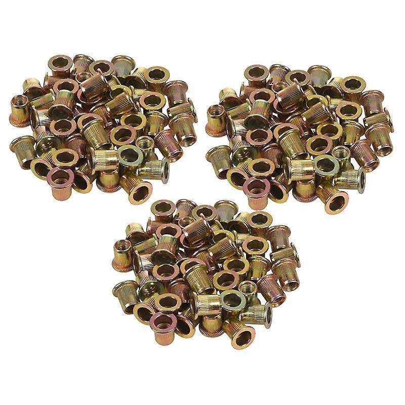 M6x12mm Flat Head Threaded Rivet Nut Insert Nutsert Fasteners 150 Pcs