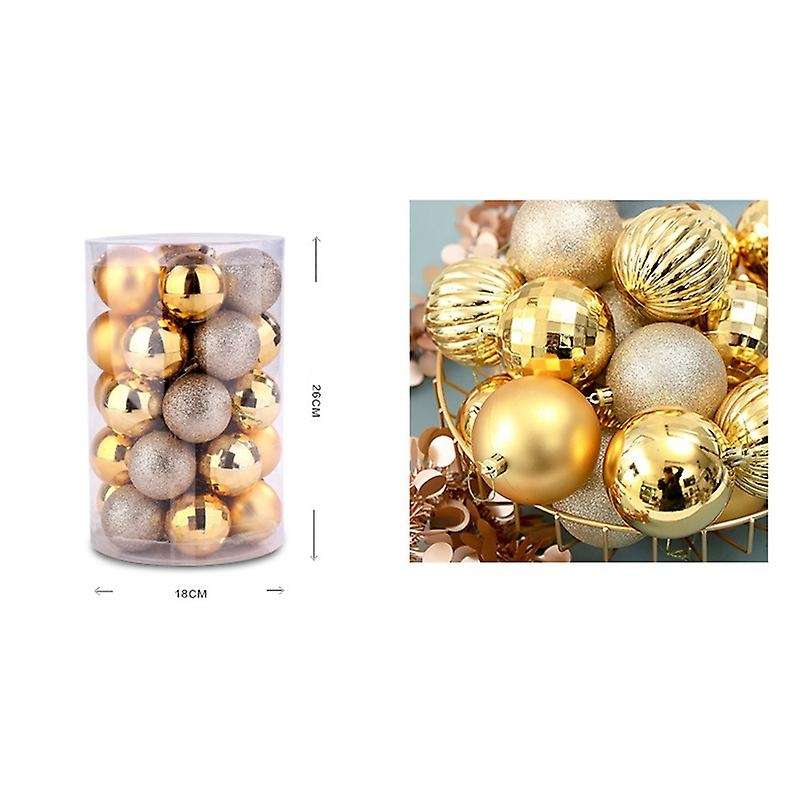 34pcs Christmas Tree Ball Sets 6cm Christmas Decorations(gold)