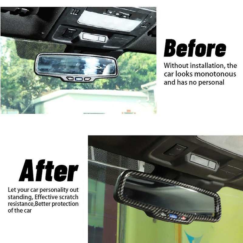 Car Rearview Mirror Decoration Frame Cover Trim Abs(carbon Fiber)