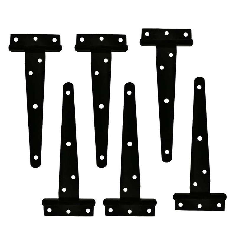 6pcs T Strap Door Hinges Gate Hinges, Black (6 Inch)