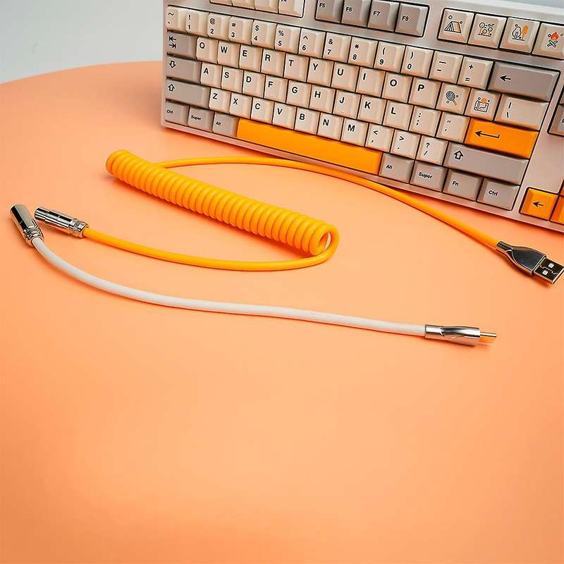 Usb C Port Coiled Cable Wire for Mechanical Keyboard Usb, Blue
