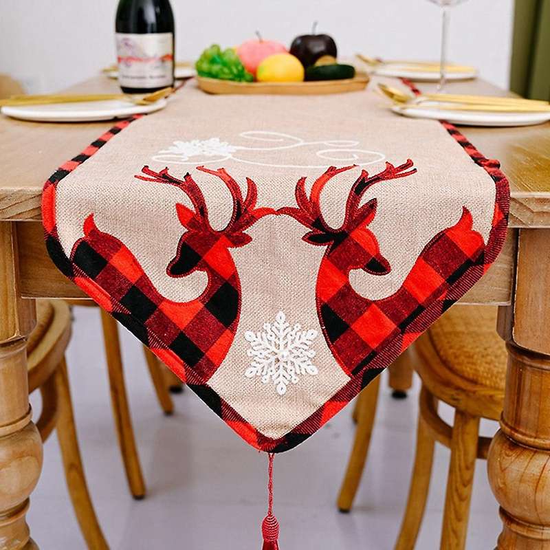Christmas Elk Design Table Runner Coffee Table Decoration Placemat