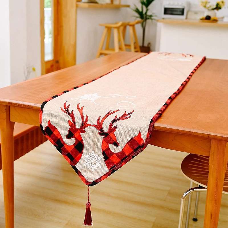 Christmas Elk Design Table Runner Coffee Table Decoration Placemat