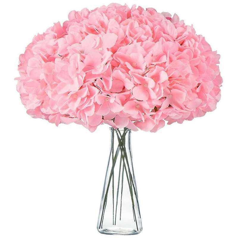 Pink Hydrangea Silk Flowers Heads Pack Of 20 Full Hydrangea
