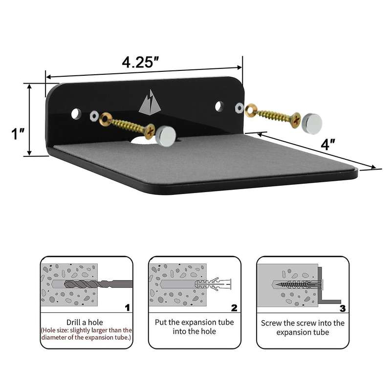 2pack Acrylic Wall Mount Display Shelf for Bluetooth Speaker-black
