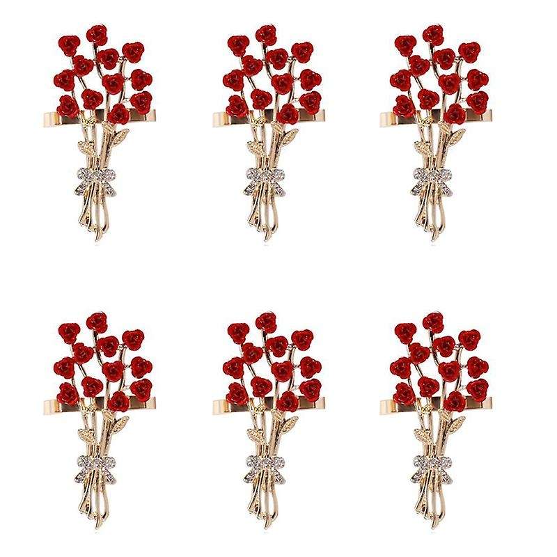 6pcs Valentine's Day Series Rose Flower Napkin Button Napkin Ring
