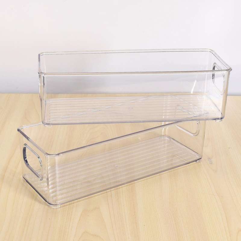 2pcs Clear Plastic Food Storage Rack with Handles for Pantry,kitchen