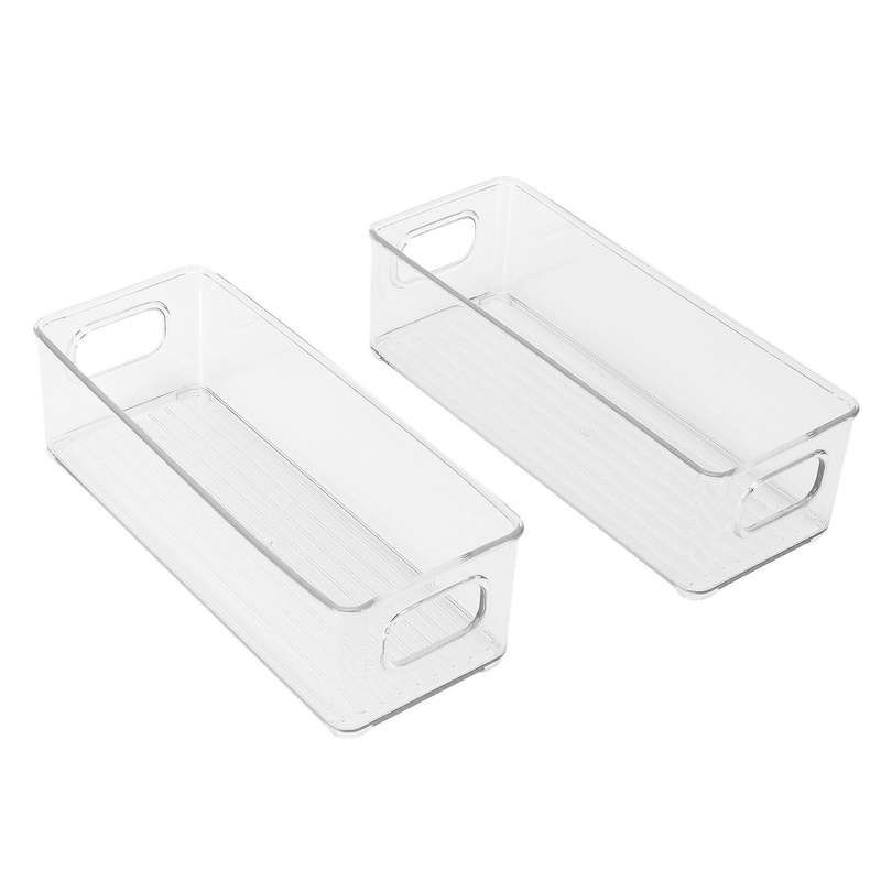 2pcs Clear Plastic Food Storage Rack with Handles for Pantry,kitchen