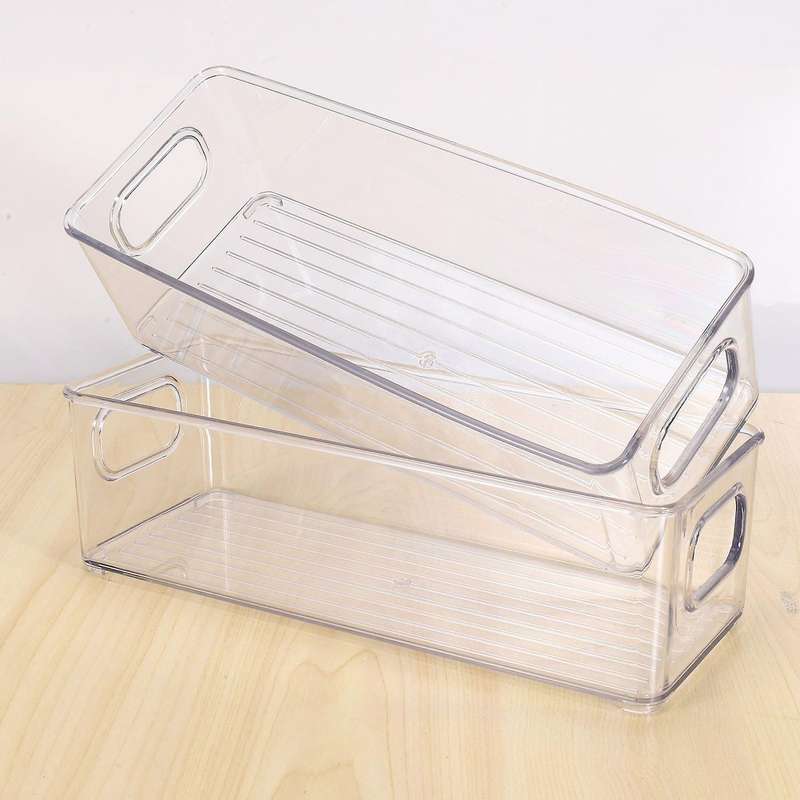 2pcs Clear Plastic Food Storage Rack with Handles for Pantry,kitchen