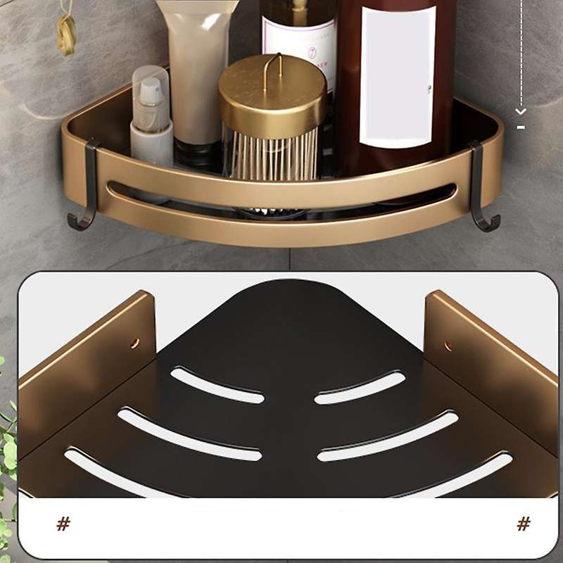 Corner Shelf Wall-mounted Black Gold Bathroom Soap Dish Shower Rack