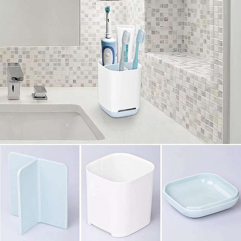Bathroom Toothbrush Holder with Drain and Anti-slip Base Small