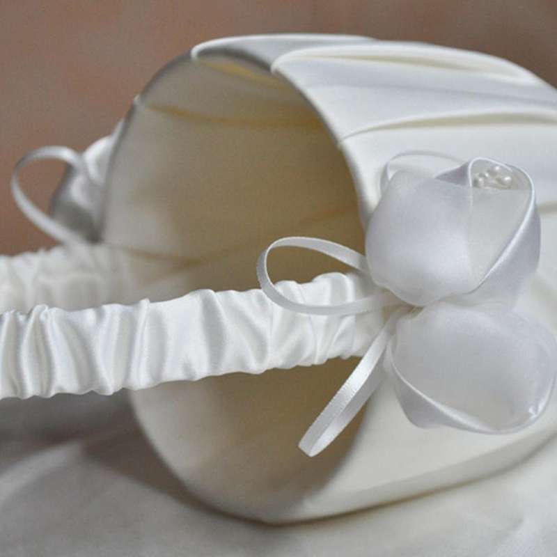 2pcs Flower Storage Basket with Bow Satin Ribbons for Wedding