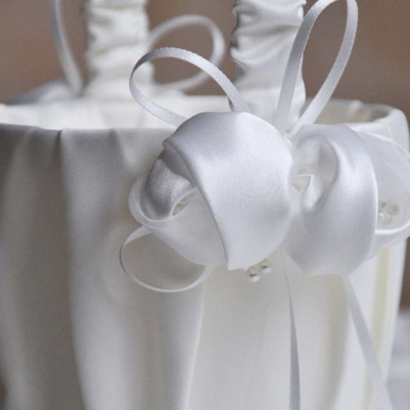 2pcs Flower Storage Basket with Bow Satin Ribbons for Wedding