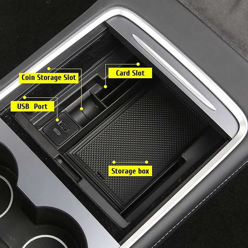 Center Consoles Storage Box for Tesla Model 3 Y 2021(abs Flocking)