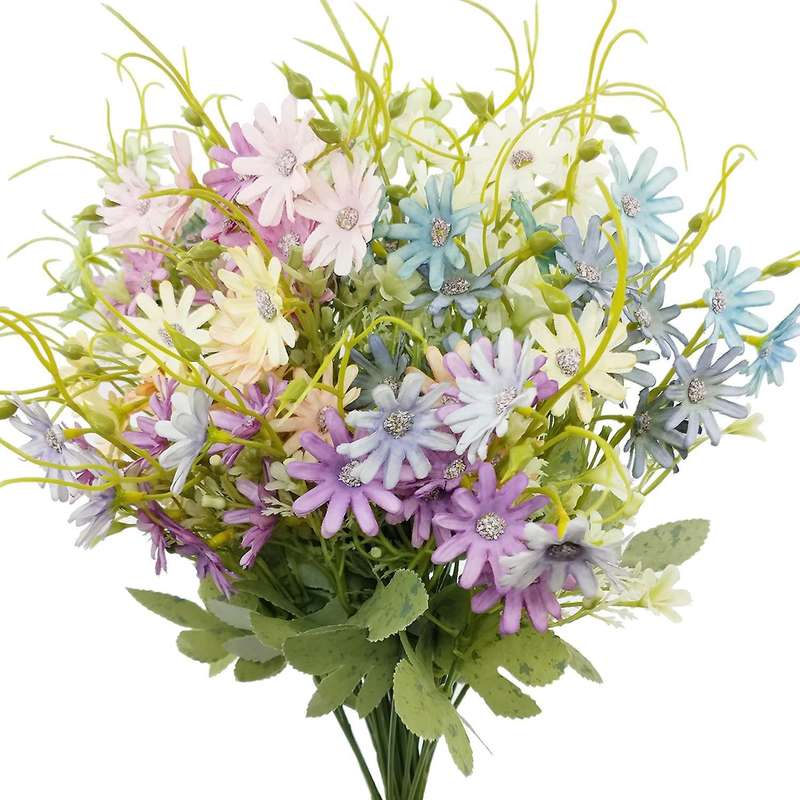 6 Bundles Artificial Daisy Flowers Plastic Silk Flowers for Home