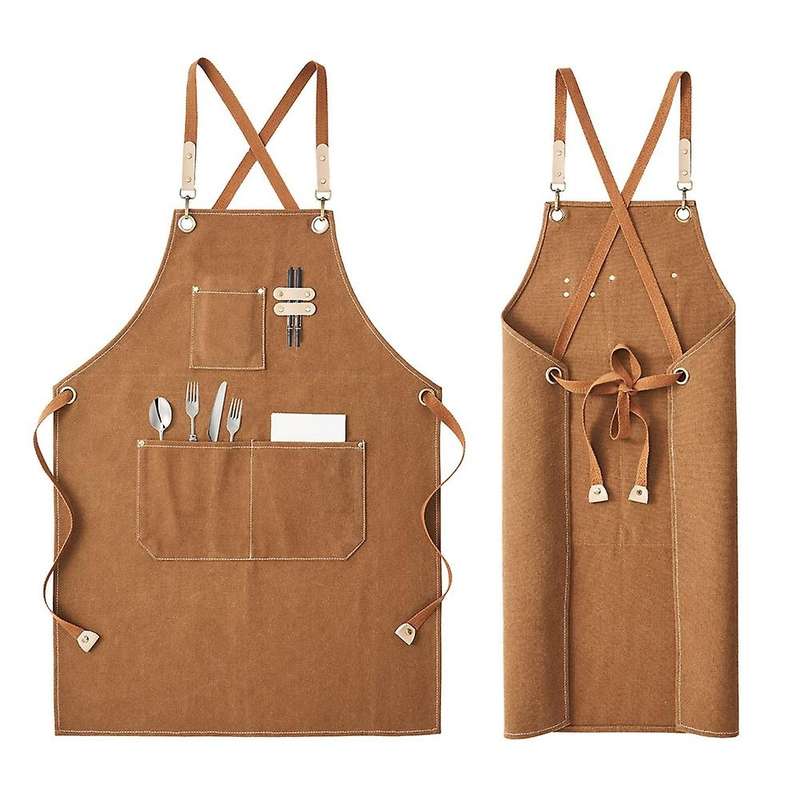 Chef Apron for Men and Women, with Pockets and Cross Back Design