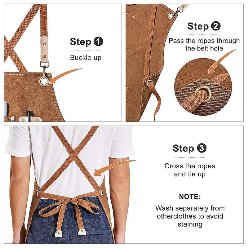 Chef Apron for Men and Women, with Pockets and Cross Back Design