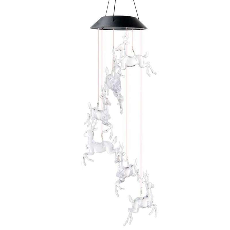 Wind Chimes Outdoor Decor,solar Elk Wind Chime Color Changing Light