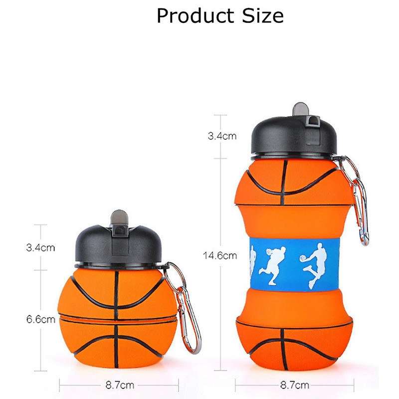 550ml Sports Silicone Water Bottle for Adult Children(basketball)