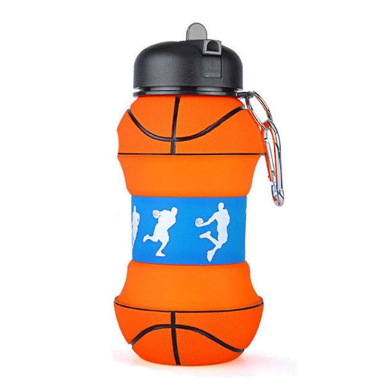 550ml Sports Silicone Water Bottle for Adult Children(basketball)