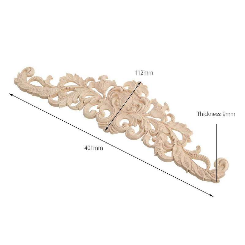 2pcs Craft Wood Cabinet Furniture Carving Corner Wood Ornament Wood