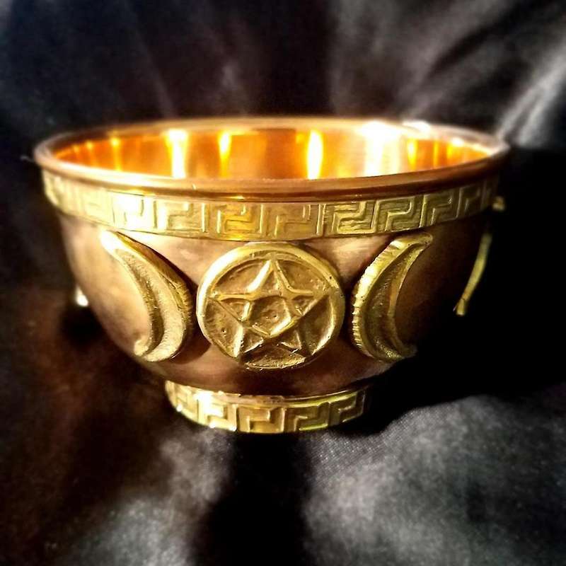 Triple Moon Copper Offering Bowl 3inch, for Altar Use, Ritual Use