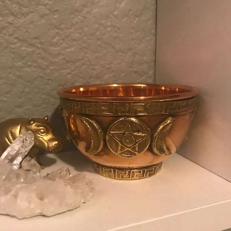Triple Moon Copper Offering Bowl 3inch, for Altar Use, Ritual Use