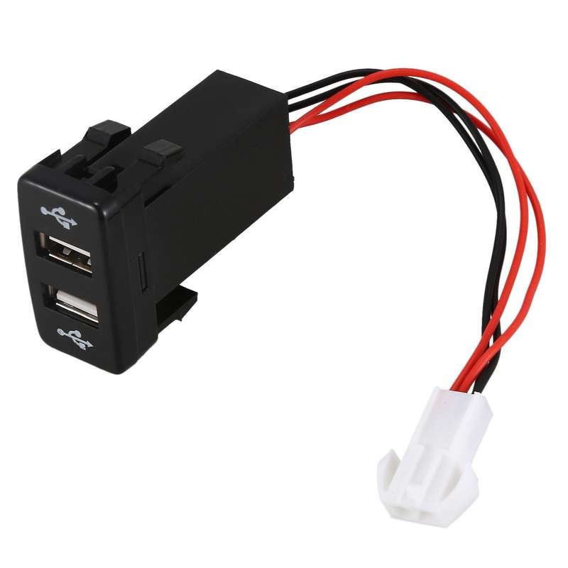 2x Dual Usb Port Charger Phone Pda Dvr + Audio Input for Toyota Vigo