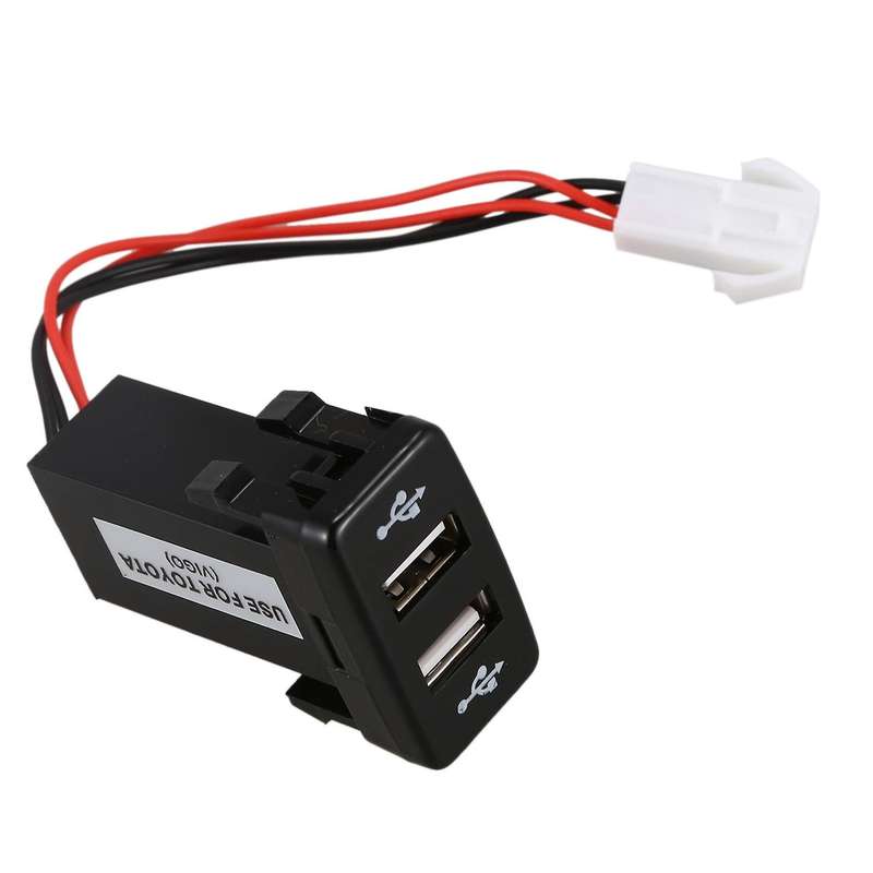 2x Dual Usb Port Charger Phone Pda Dvr + Audio Input for Toyota Vigo