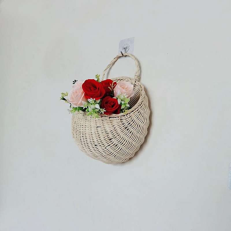 Woven Hanging Woven Rattan Baskets Wall-mounted Basket Wicker Rack