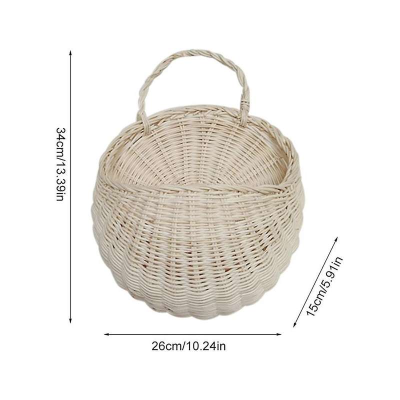 Woven Hanging Woven Rattan Baskets Wall-mounted Basket Wicker Rack