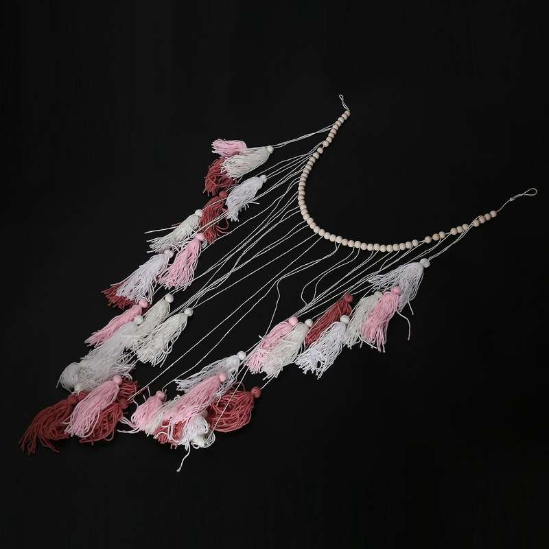 Macrame Wall Hanging-large Macrame Wall Hanging with Wood Beads-pink