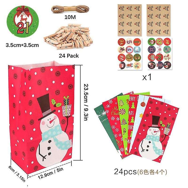 24 Set Christmas Calendar Bags Candy Gift Bags Wedding Favors Carrier