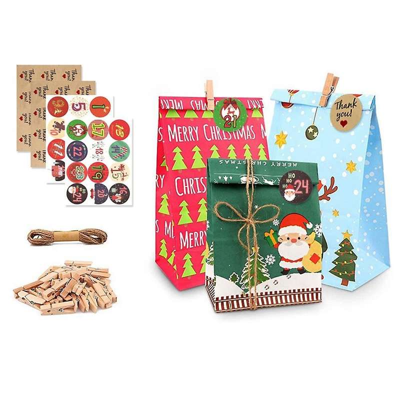 24 Set Christmas Calendar Bags Candy Gift Bags Wedding Favors Carrier