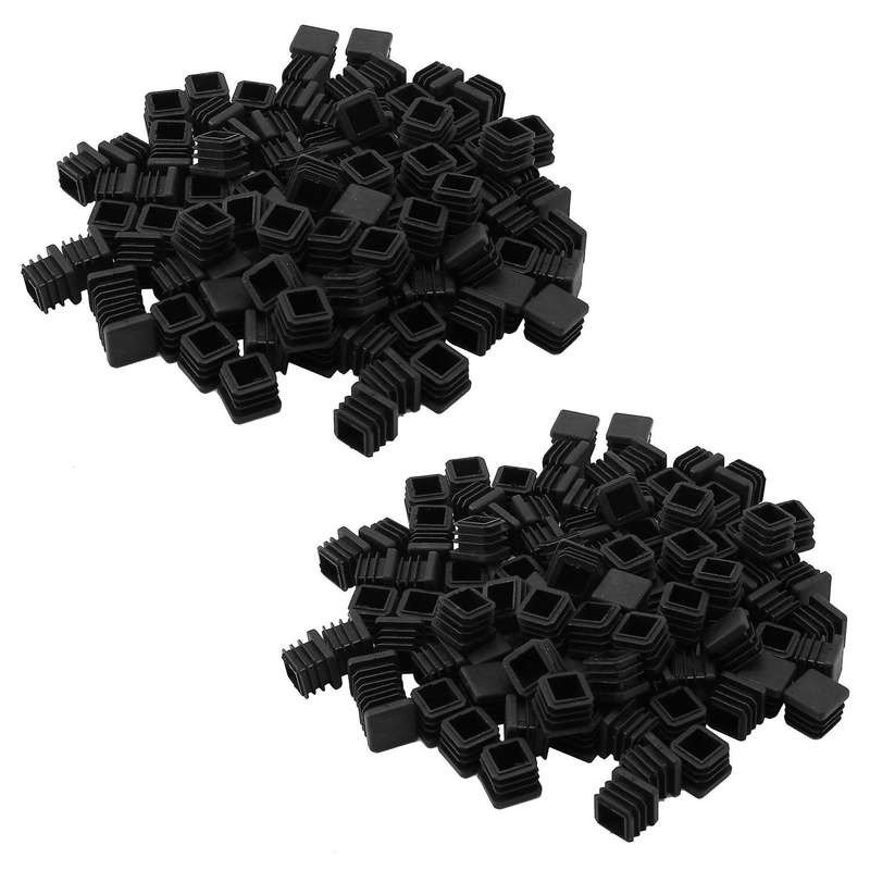 100pcs Plastic Square Tube Inserts End Blanking Caps 2x 20mm Black