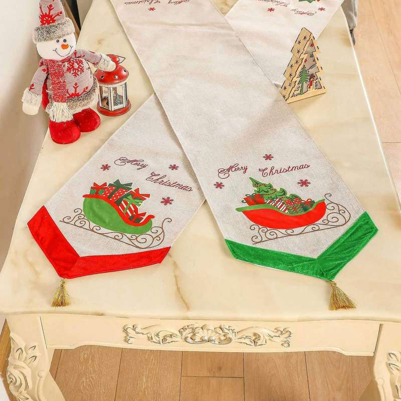 Merry Christmas Table Runner for Holiday Table Decorations, Dinners,a