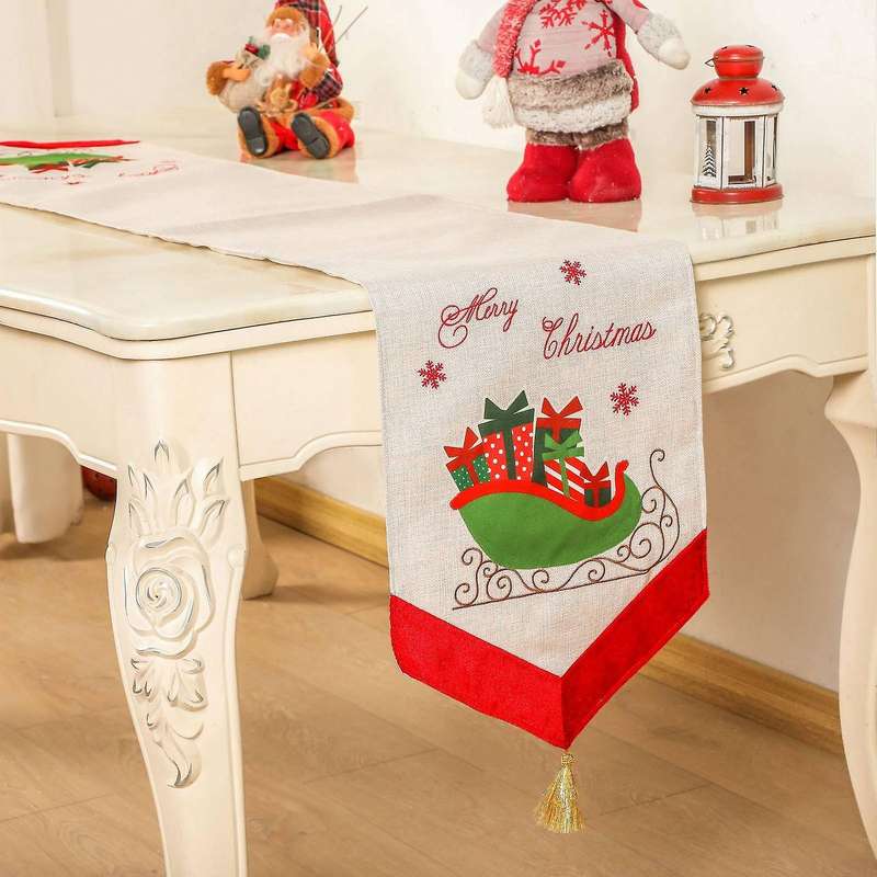 Merry Christmas Table Runner for Holiday Table Decorations, Dinners,a