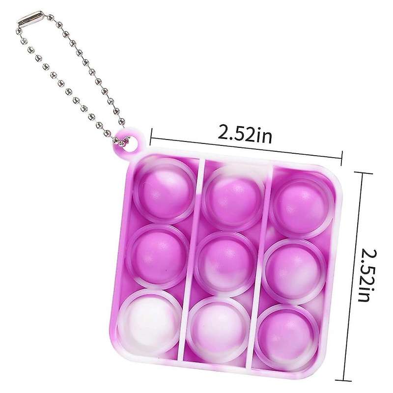 16 Pcs Mini Fidget Sensory Toy Square Silicone Keychain Toy