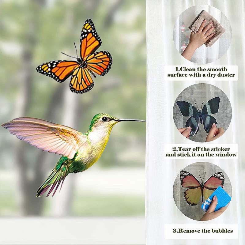 26 Pcs Bird Butterfly Window Clings Window Stickers Decor Decals