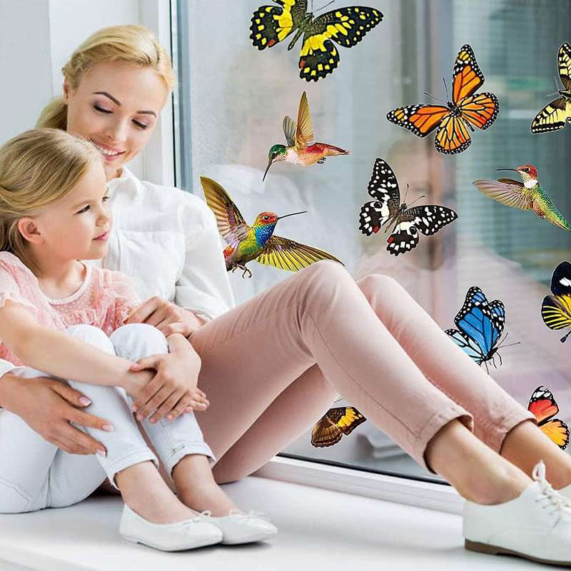 26 Pcs Bird Butterfly Window Clings Window Stickers Decor Decals