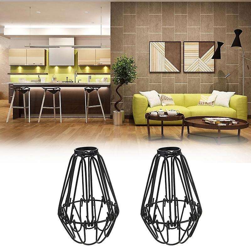 Adjustable Wire Cage Lampshade, 2 Pack Metal Bird Cage Bulb Guard
