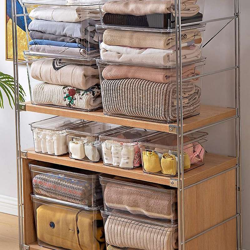 Transparent Clothing Underwear Socks Makeup Storage Box with Lid (s)