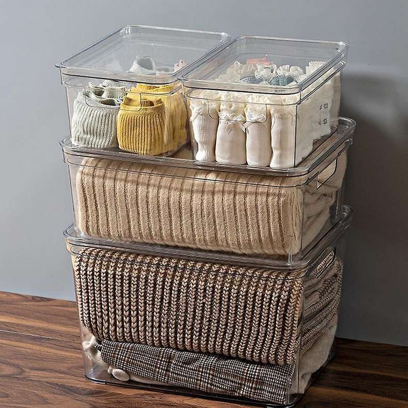 Transparent Clothing Underwear Socks Makeup Storage Box with Lid (s)