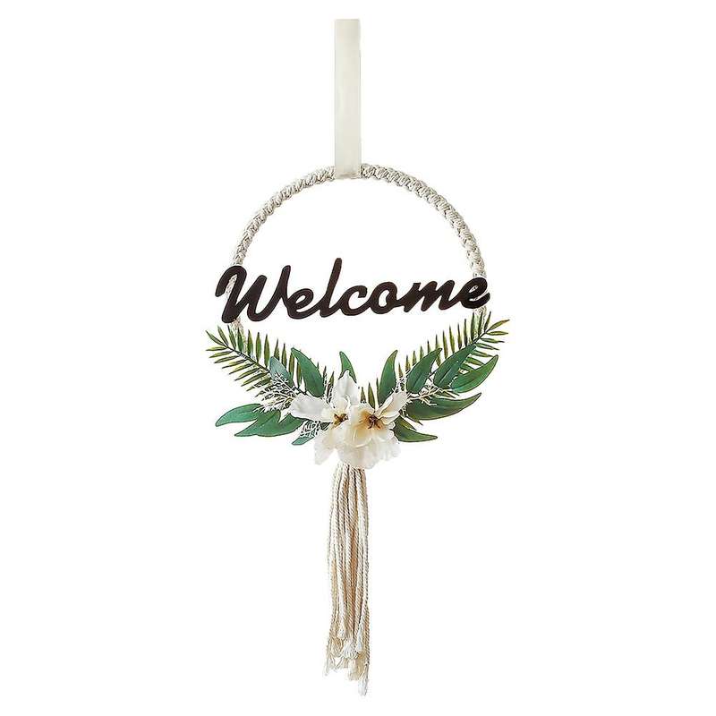 Welcome Sign for Front Door Porch Boho Macrame Hanging Decor