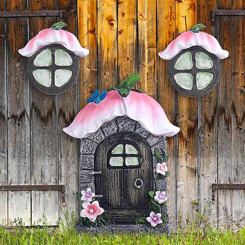 3pcs Fairy Doors and Windows Tree Ornaments Fairy Garden Ornaments