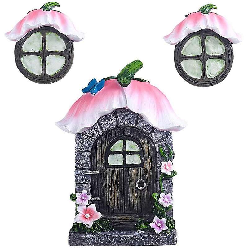 3pcs Fairy Doors and Windows Tree Ornaments Fairy Garden Ornaments